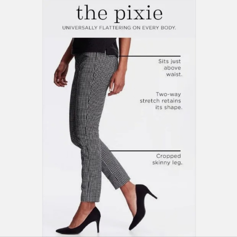 Old Navy Mid-Rise Pixie Pants B/W Ditsy Print size 6 *G-0311